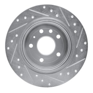 Saab 9-5 Brake Rotor (1) - Rear Left - R1 Concepts - Drilled & Slotted - Silver - `99-`10